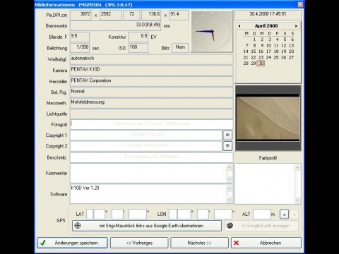 FixFoto 3.0 - Bildinformationen mit Geotagging-Funktion &uuml;ber Google Earth